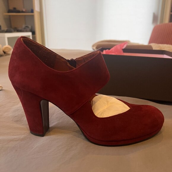 Chie Mihara CANTOS Garnet Red Suede Shoes EU Size 39.5 - Picture 3 of 7